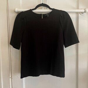 J.Crew Puff-Sleeve Ponte Top | Black| X-Small | NWOT